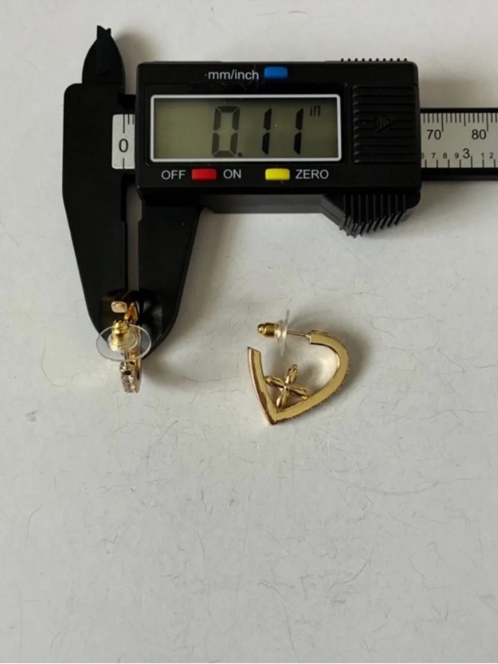 Gold Crystal Heart Hoop Earrings with Monogram Flower